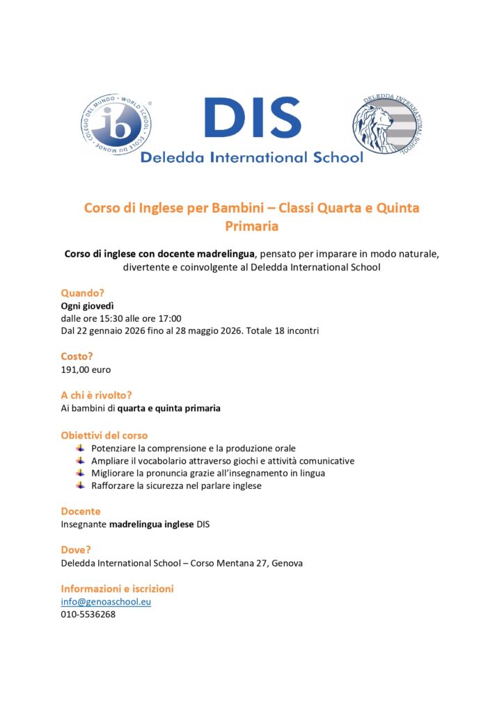 Corso di Inglese per Bambini depliant DIS